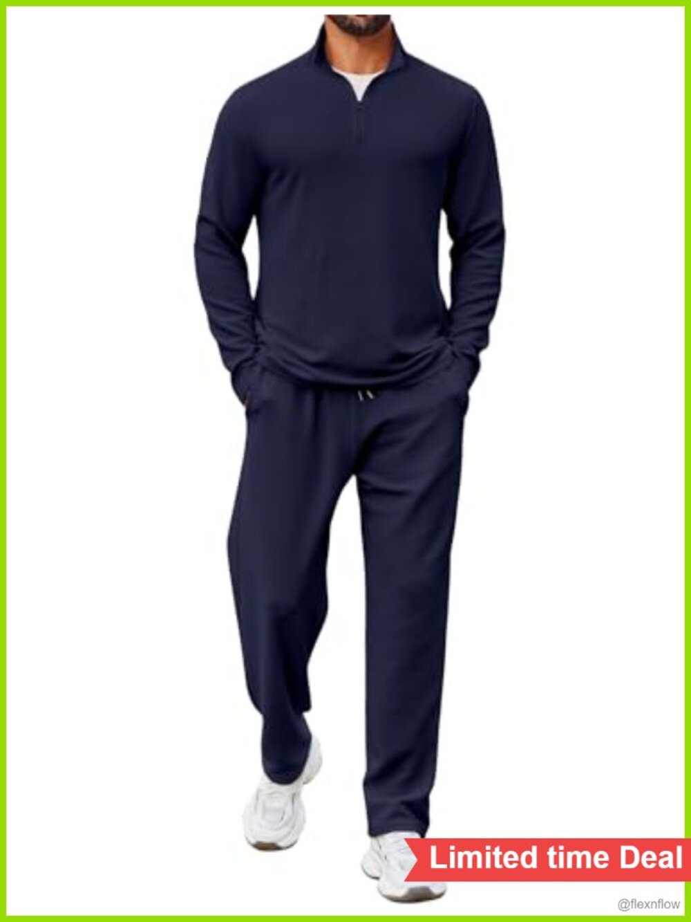 Men's 2 Piece Tracksuit Quarter Zip Sweatsuit Set Athletic Jogger Set